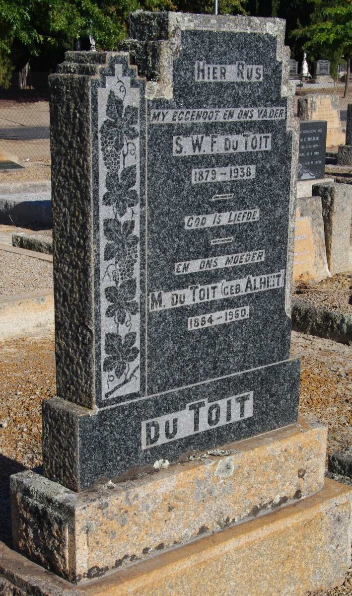 TOIT S.W.F., du 1879-1938 &amp; M. ALHEIT 1884-1960