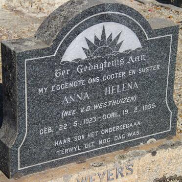 WEYERS Anna Helena nee v.d. WESTHUIZEN 1923-1955