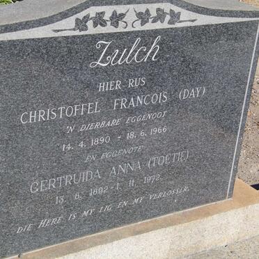 ZULCH Christoffel Francois 1890-1966 &amp; Gertruida Anna 1892-1972