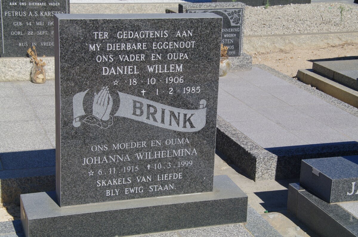 BRINK Daniel Willem 1906-1985 &amp; Johanna Wilhelmina 1915-1999