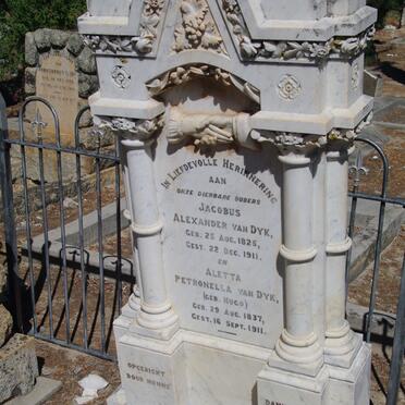 DYK Jacobus Alexander, van 1825-1911 &amp; Aletta Petronella HUGO 1837-1911 :: KEET Berhardus G. 1885-1916