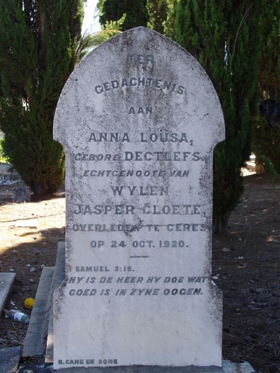 CLOETE Anna Lousa nee DECTLEFS -1920