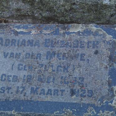 MERWE Adriana Elizabeth, van der nee ZULCH ?-1925