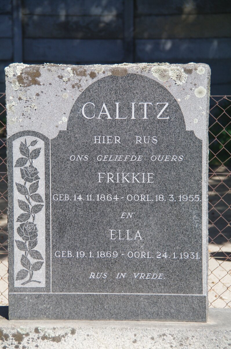 CALITZ Frikkie 1864-1955 &amp; Ella 1869-1931