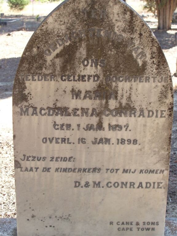 CONRADIE Maria Magdalena 1897-1898