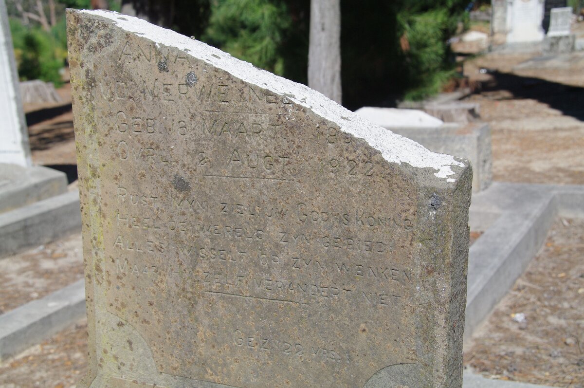 MERWE Anna ?., v.d. 18??-1922