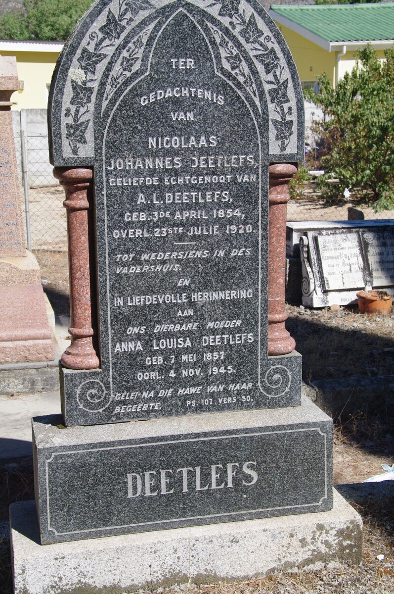 DEETLEFS Nicolaas Johannes 1854-1920 &amp; Anna Louisa 1857-1945
