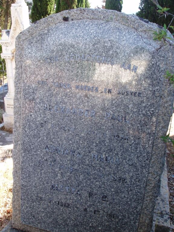 ? Alexander Paul ??-?? , ? Adriana Maria ??-??,  Aletta 1912-??