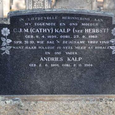 KALP Andries 1900-1966 &amp; C.J.M. HERBST 1898-1960
