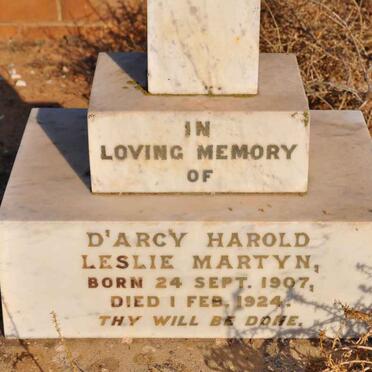 MARTYN D'arcy Harold Leslie 1907-1924