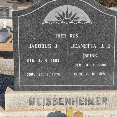 MEISSENHEIMER Jacobus J. 1893-1976 &amp; Jeanetta J.D. BRINK 1895-1970