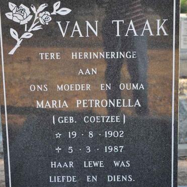 TAAK Maria Petronella, van nee COETZEE 1902-1987