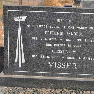 VISSER Frederik Jakobus 1893-1970 &amp; Christina W. 1909-1986