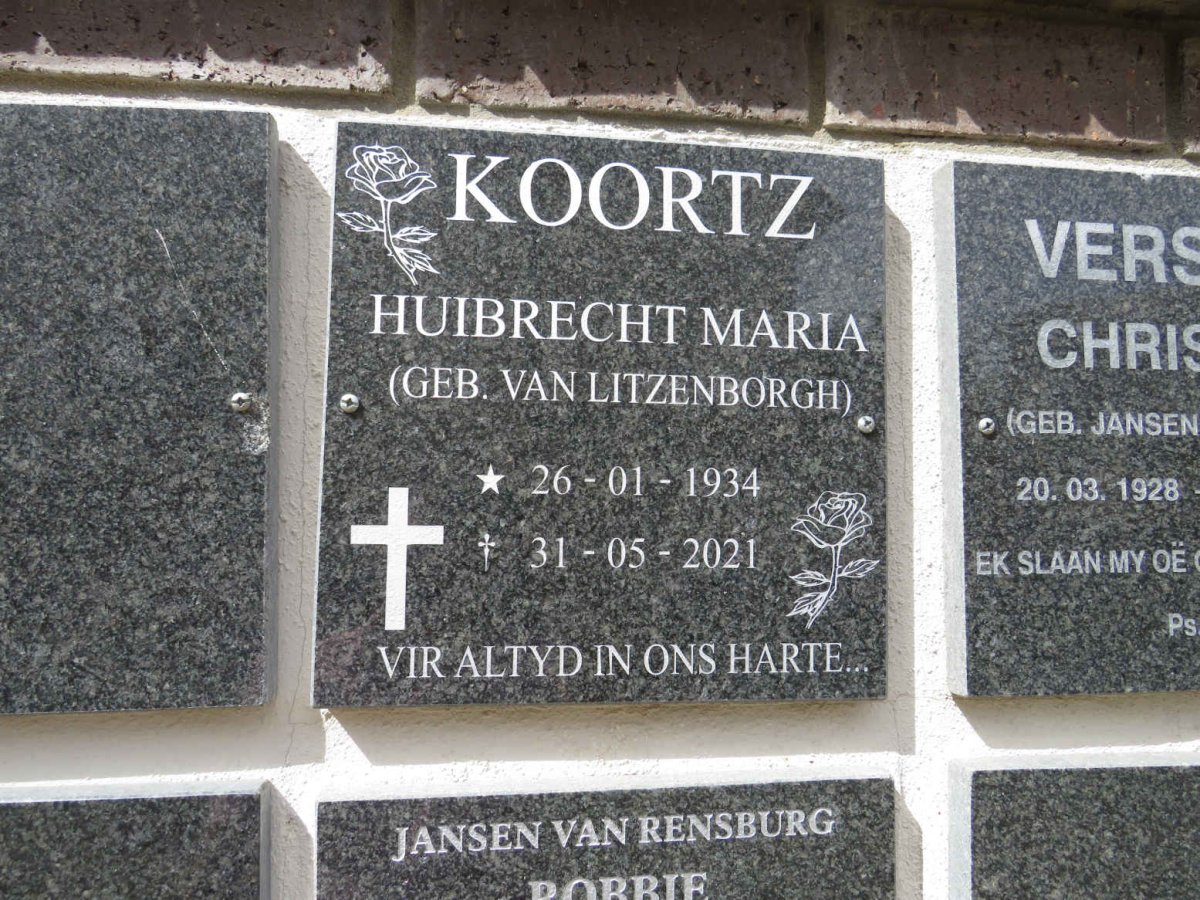 KOORTZ Huibrecht Maria nee VAN LITZENBORGH 1934-2021