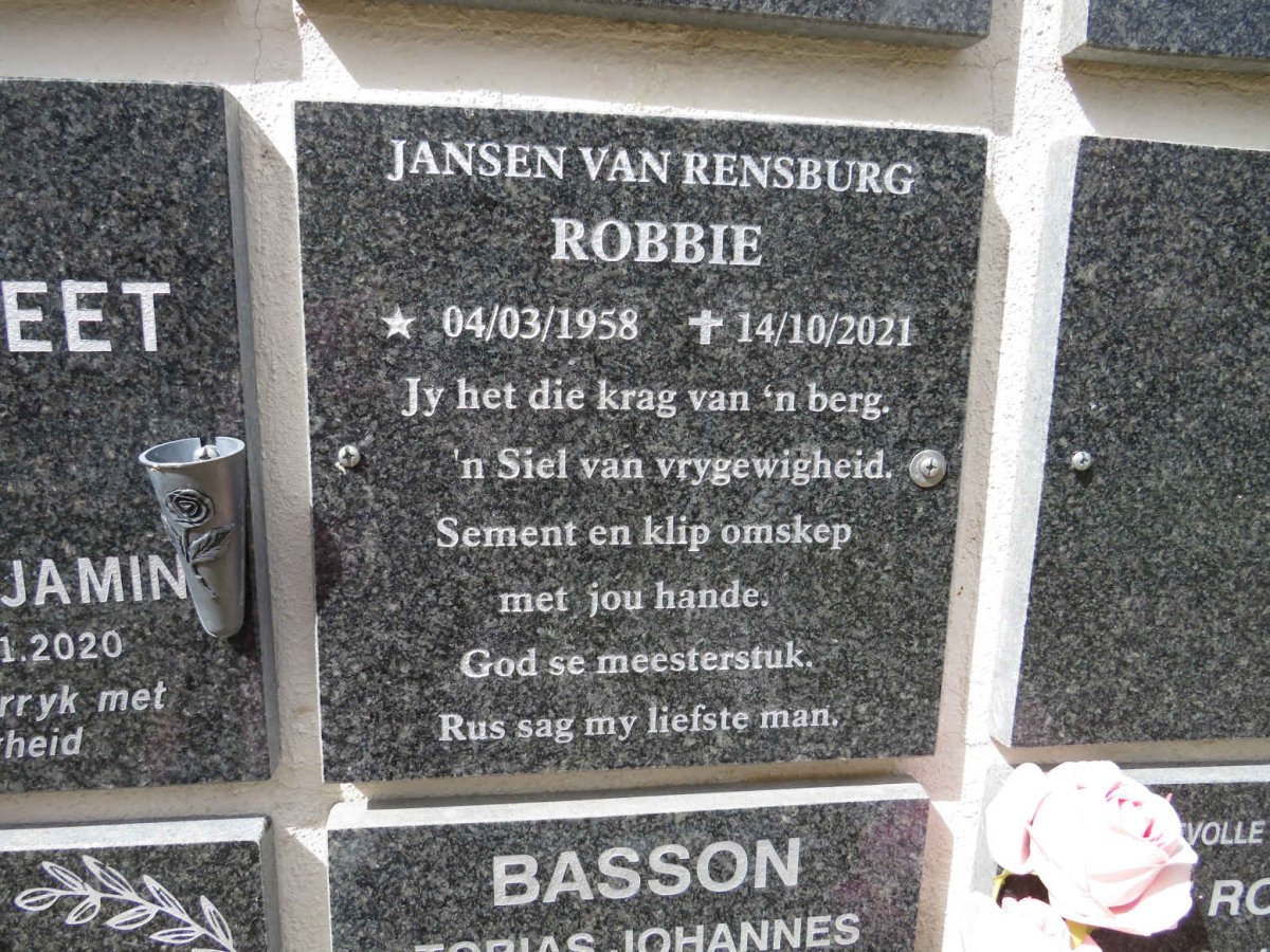 RENSBURG Robbie, Jansen van 1958-2021