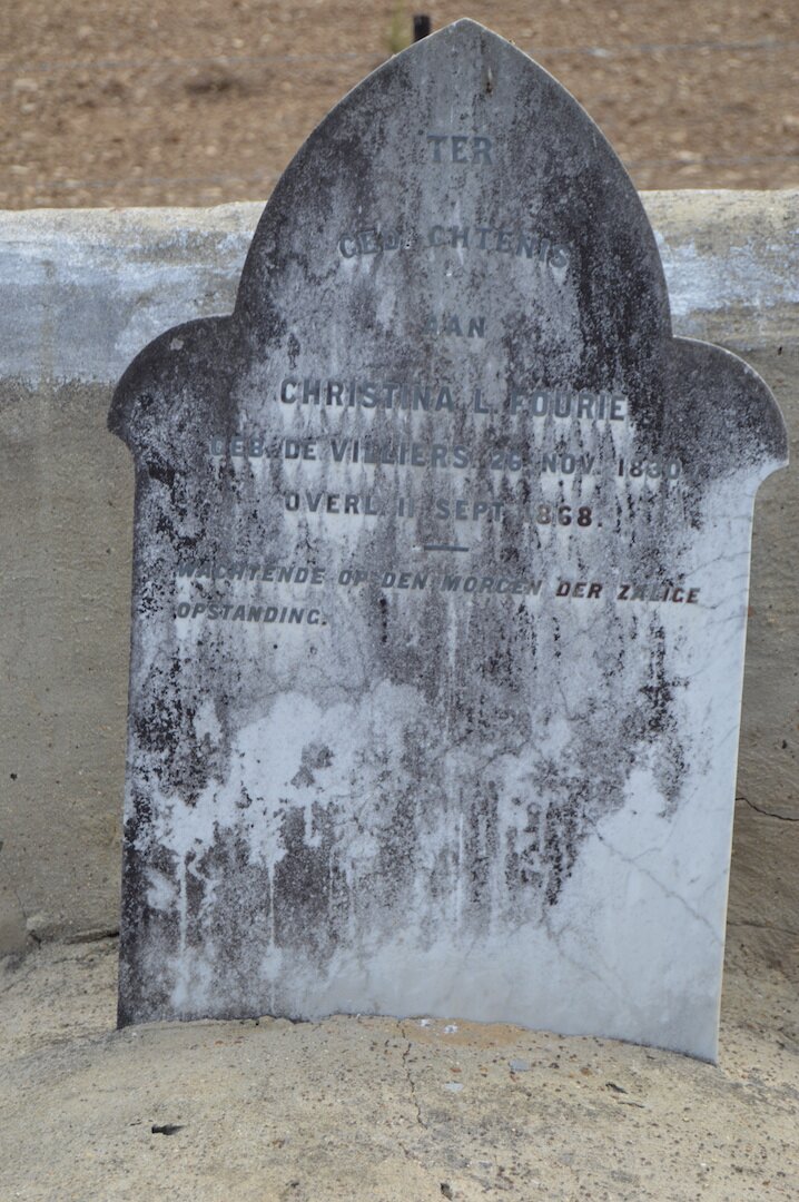 FOURIE Christina L. nee DE VILLIERS 1830-1868