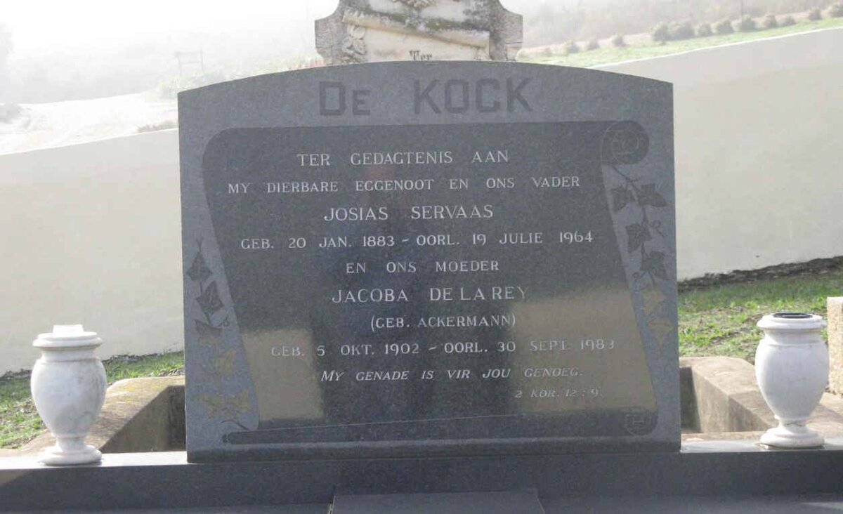 KOCK Josias Servaas, de 1883-1964 &amp; Jacoba de la Rey ACKERMANN 1902-1983