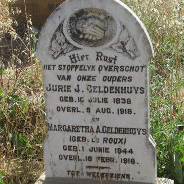 GELDENHUYS Jurie J. 1838-1918 &amp; Margaretha A. LE ROUX 1844-1918