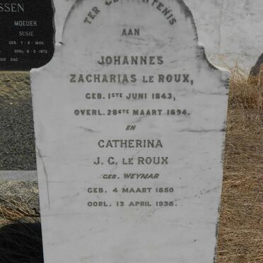 ROUX Johannes Zacharia, Le 1843-1894 &amp; Catherina J.G. WEYMAR 1850-1936