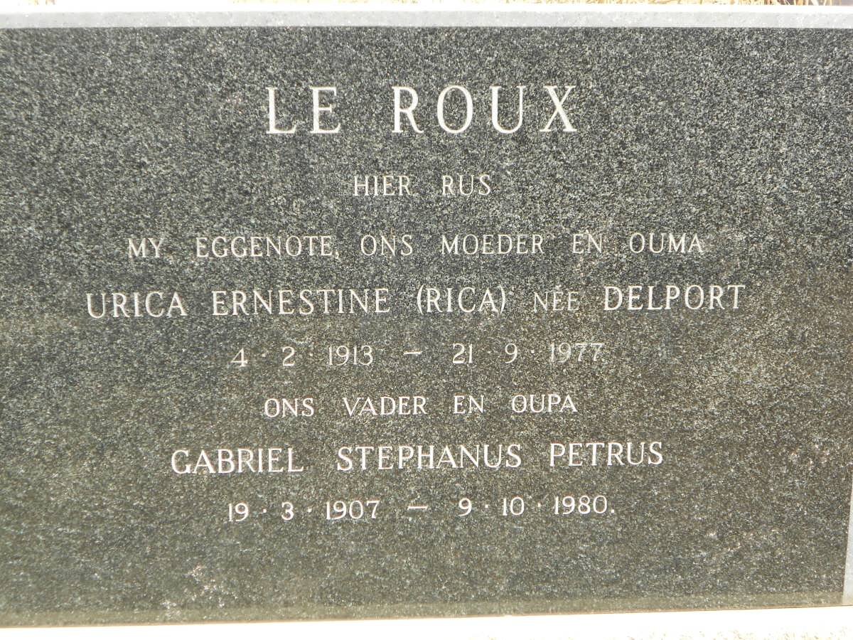 ROUX Gabriel Stephanus Petrus, le 1907-1980 &amp; Urica Ernestine DELPORT 1913-1977