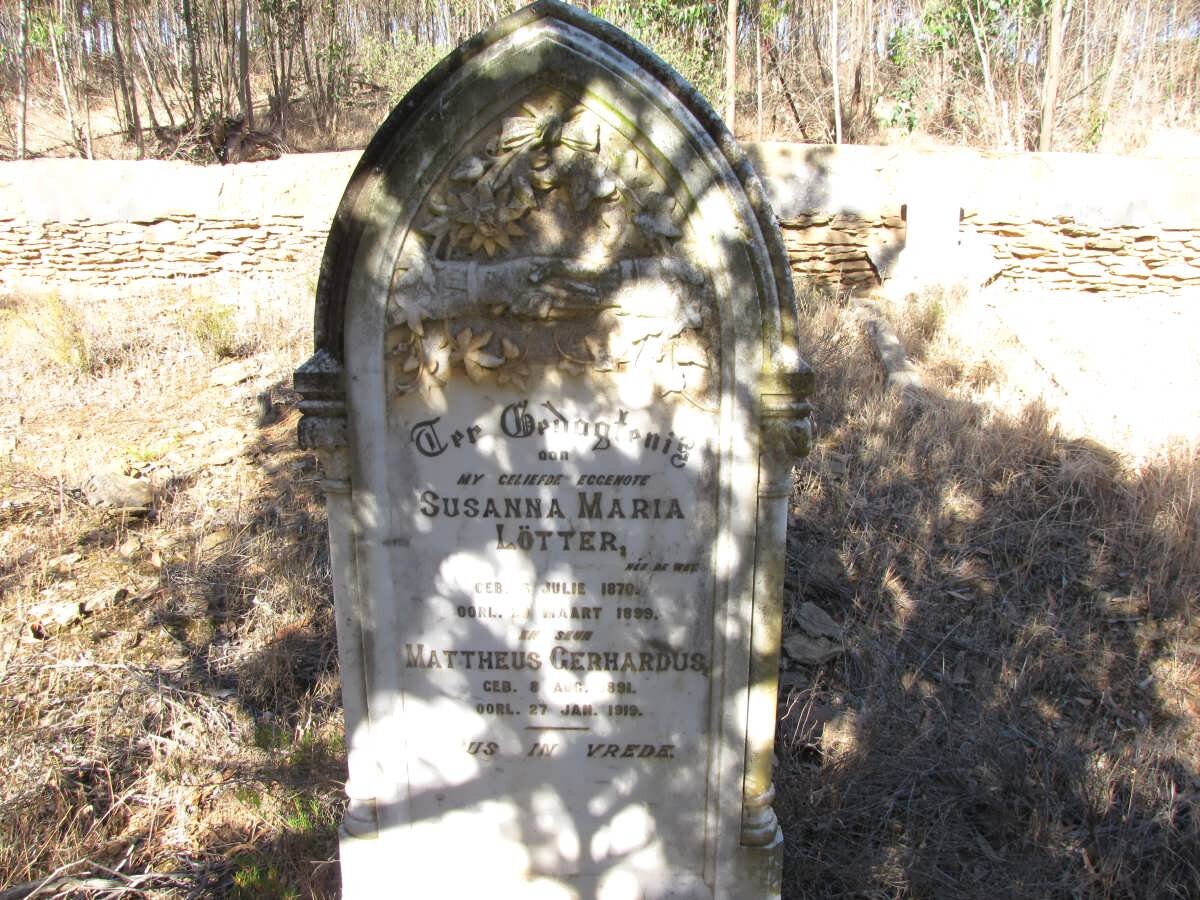 LOTTER Mattheus Gerhardus 1891-1919 &amp; Susanna Maria DE WET 1870-1899