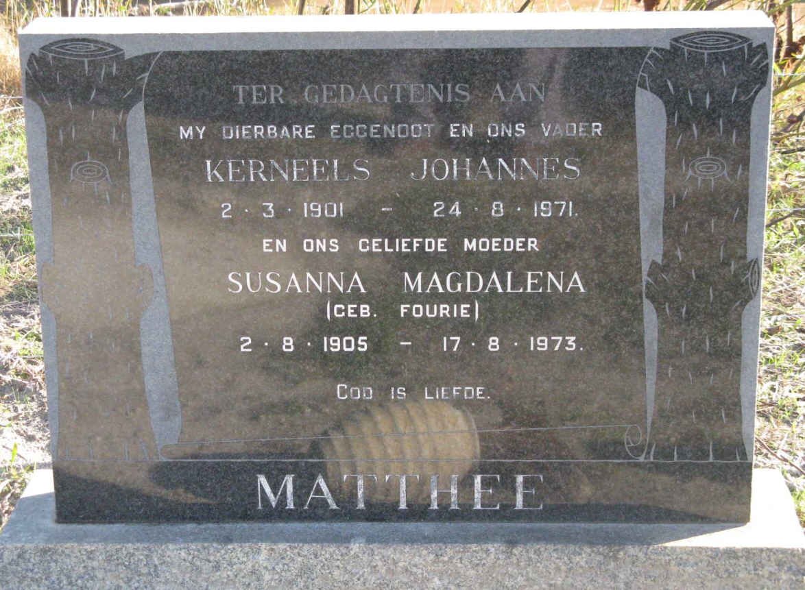 MATTHEE Kerneels Johannes 1901-1971 &amp; Susanna Magdalena FOURIE 1905-1973