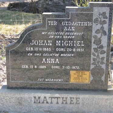 MATTHEE Johan Michiel 1885-1951 &amp; Anna 1889-1972 :: MATTHEE Issie 1924-2000