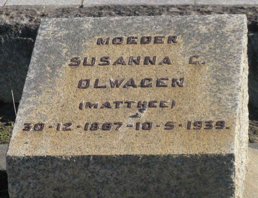 OLWAGEN Susanna G. nee MATTHEE 1867-1939