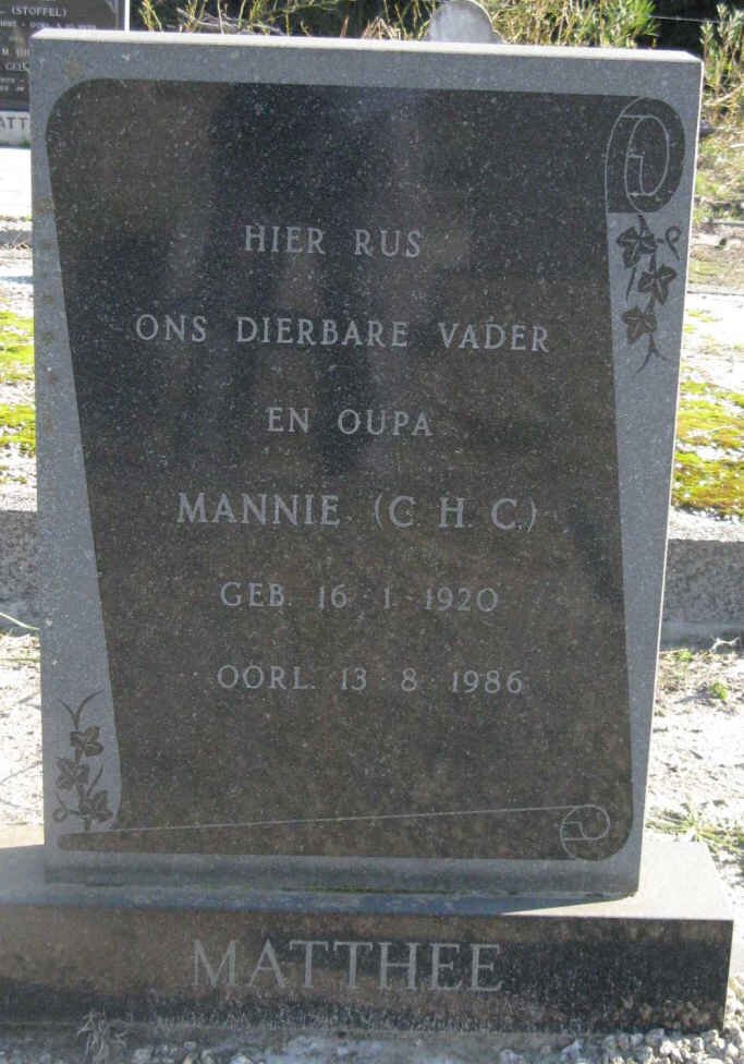 MATTHEE C.H.C. 1920-1986