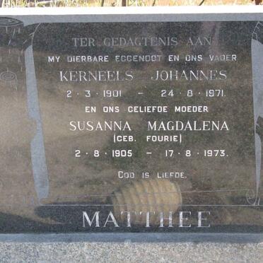 MATTHEE Kerneels Johannes 1901-1971 &amp; Susanna Magdalena FOURIE 1905-1973