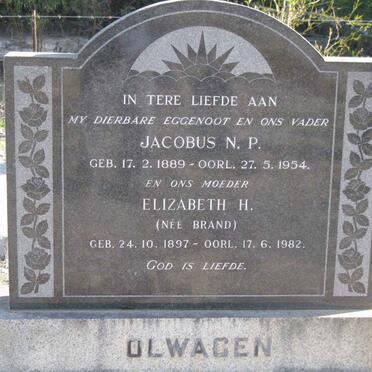 OLWAGEN Jacobus N.P. 1889-1954 &amp; Elizabeth H. BRAND 1897-1982