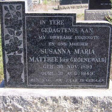 MATTHEE Susanna Maria nee GROENEWALD 1893-1949