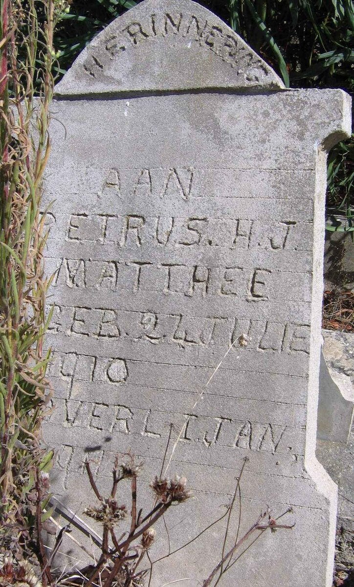 MATTHEE Petrus H.J. 1910-1911