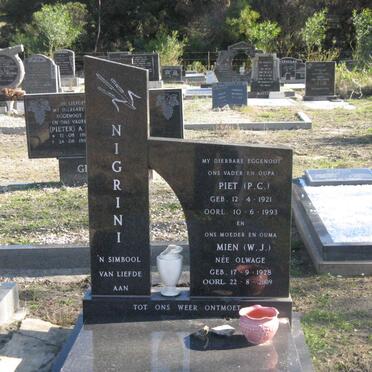 NIGRINI P.C. 1921-1993 &amp; W.J. OLWAGE 1928-2009