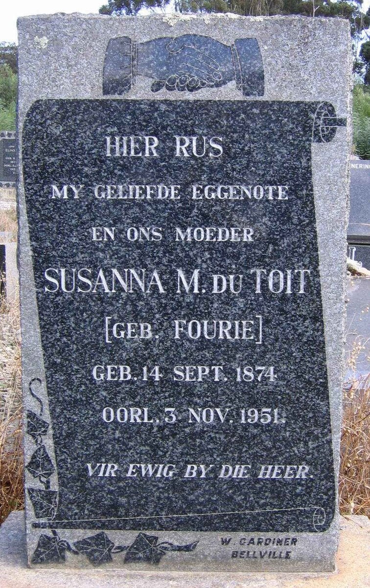 TOIT Susanna M., du nee FOURIE 1874-1951