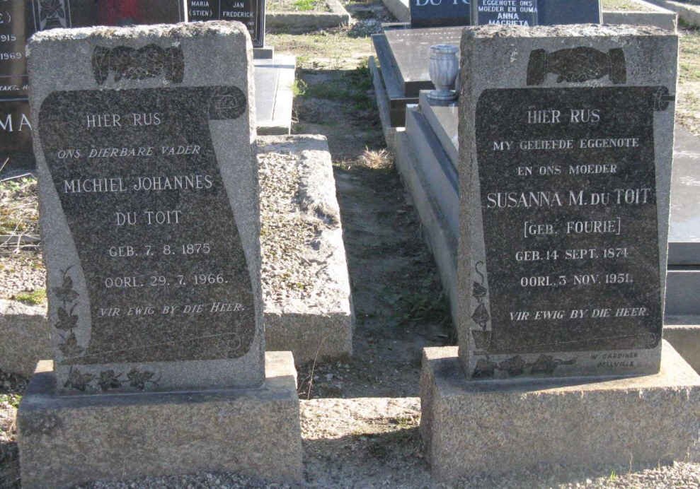 TOIT Michiel Johannes, du 1875-1966 &amp; Susanna M. FOURIE 1874-1951