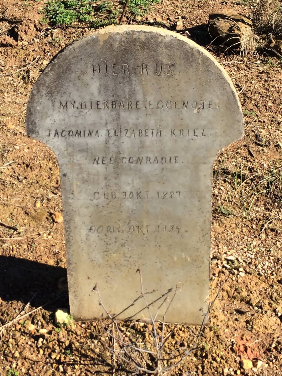 KRIEL Jacomina Elizabeth nee CONRADIE 1887-193?