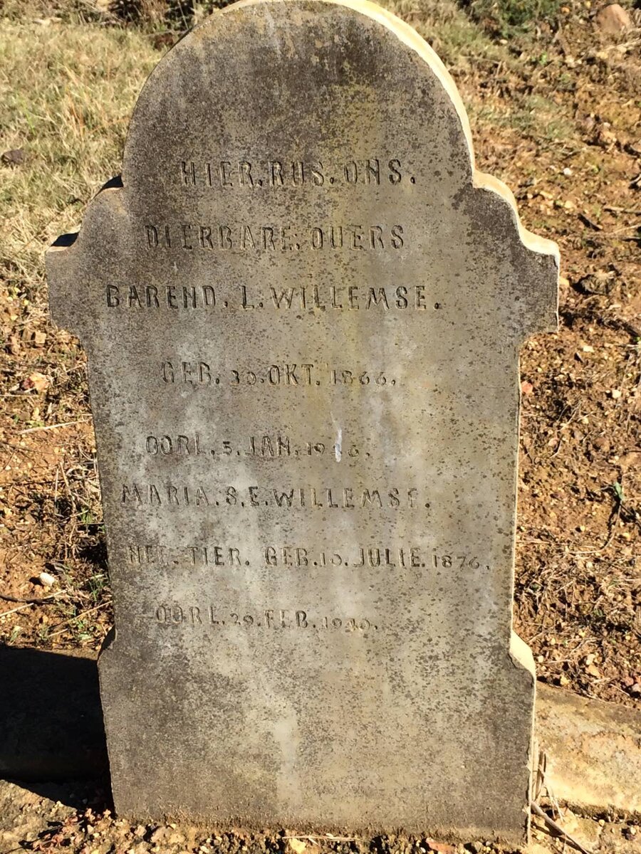 WILLEMSE Barend L. 1866-19?6 &amp; Maria S.E. 1876-1940