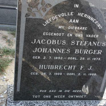 BURGER Jacobus Stefanus Johannes 1892-1973 &amp; Huibrecht F.J. 1909-1989