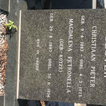 BESTER Christiaan Pieter 1883-1973 &amp; Magdalena Petronella KOTZE 1887-1974