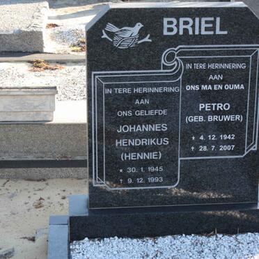 BRIEL Johannes Hendrikus 1945-1993 &amp; Petro BRUWER 1942-2007