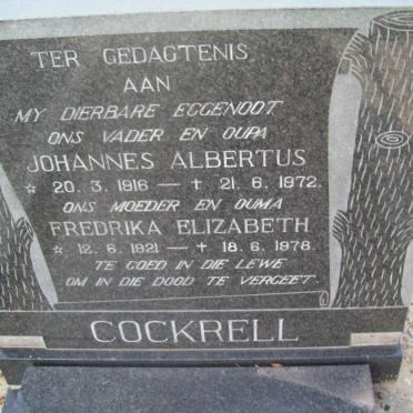 COCKRELL Johannes Albertus 1916-1972 &amp; Fredrika Elizabeth 1921-1978