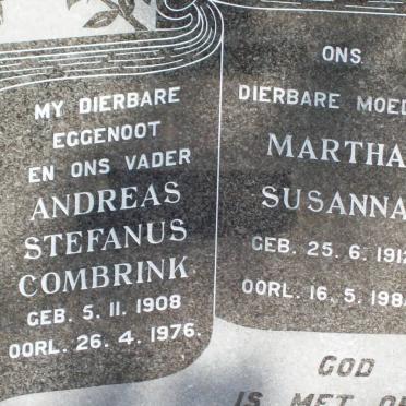 COMBRINK Andreas Stefanus 1908-1976 &amp; Martha Susanna 1912-1984