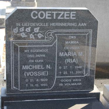 COETZEE Michiel N. 1939-1993 &amp; Maria M. 1940-2003