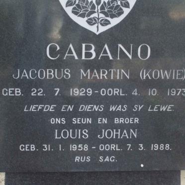 CABANO Jacobus Martin 1929-1973 :: CABANO Louis Johan 1958-1988