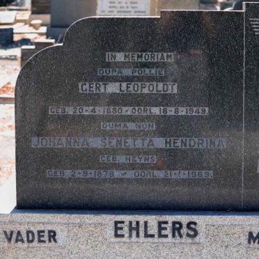 EHLERS Gert Leopoldt 1880-1949 &amp; Johanna Senetta Hendrina HEYNS 1878-1969