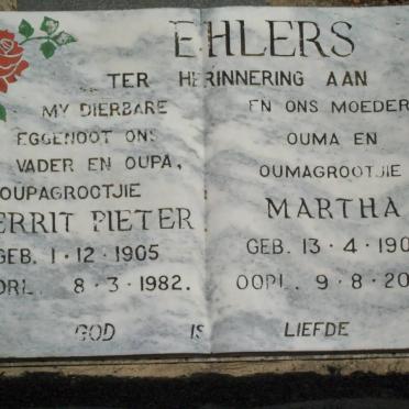 EHLERS Gerrit Pieter 1905-1982 &amp; Martha 1908-2001