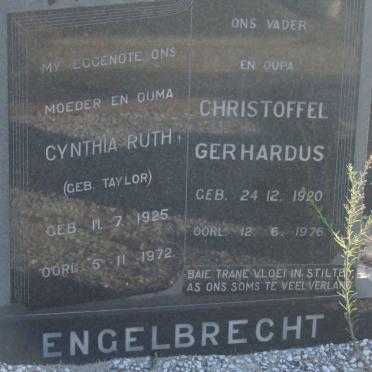 ENGELBRECHT Christoffel gerhardus 1920-1976 &amp; Cynthia Ruth TAYLOR 1925-1972