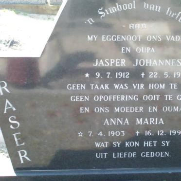 FRASER Jasper Johannes 1912-1976 &amp; Anna Maria 1903-1992