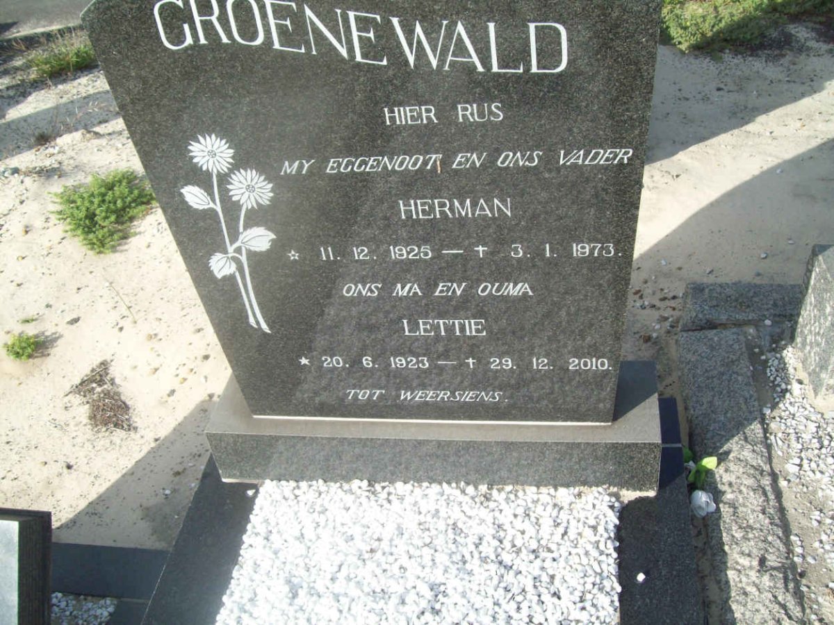 GROENEWALD Herman 1925-1973 &amp; Lettie 1923-2010